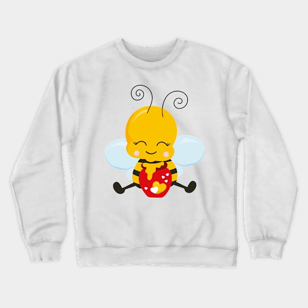Cute Bee Valentine's day Design Crewneck Sweatshirt by P-ashion Tee